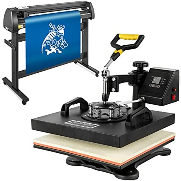 Mophorn - Máquina De Prensa De Calor 15 X 15 Pulgadas 5 En 1 Para Camiseta Cortadora De Vinilo Trazadora Alimentación De Papel