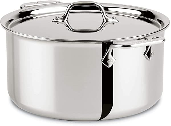 All-Clad Olla De Acero Inoxidable 4508 Con Tapa Y Utensilios De Cocina De Triple Capa Color Plateado 8701004410