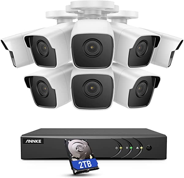 Annke Sistema De Seguridad De 8 Canales Y 8 Cámaras H.265+ Dvr Y 8 Cámaras Cctv Ip67 Resistentes A La Intemperie Para Exteriores Visión Nocturna De 100 Pies Con Ir Inteligente Y Wdr Para Vigilancia Doméstica Disco Duro De 2 Tb - E500 AU-DW81KD2-V3-R8BG-V2-P