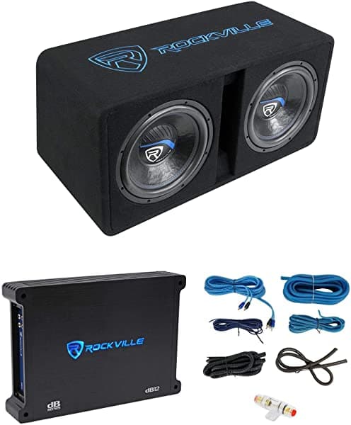 Rockville Dk512 Paquete Doble De 12 Pulgadas 2800 W K5 Caja De Subwoofer Para Coche + Amplificador Db12 DK512 PACKAGE