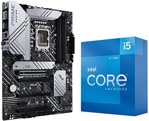 INLAND Micro Center Intel Core I5-12600K 12ª Generación 10-Core 3.7 Ghz Lga 1700 125W Intel Uhd Graphics 770 Procesador De Escritorio Con Asus Prime Z690-P D4 Lga 1700 Intel 12ª Generación Atx Placa Base