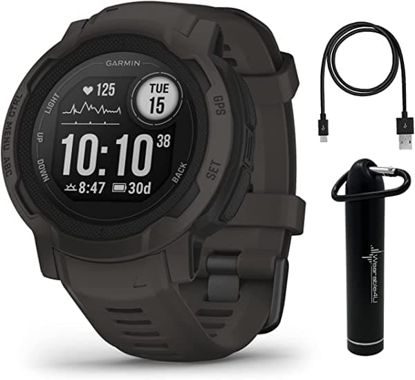 Garmin Instinct 2 - Reloj Inteligente Resistente Con Gps Para Exteriores Grafito Con Cristal Corning Gorilla Glass Soporte Multi-Gnss Con Paquete De Alimentación Wearable4U 010-02626-10
