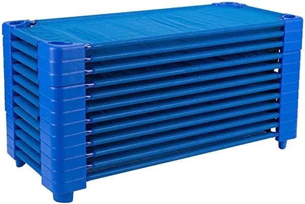 Sprogs Cunas Apilables Estándar Para Niños De 52.0 In De Largo Para Niños Preescolares Que Duermen Descansan Y Siesta Spg-021-5 Azul (Paquete De 6)