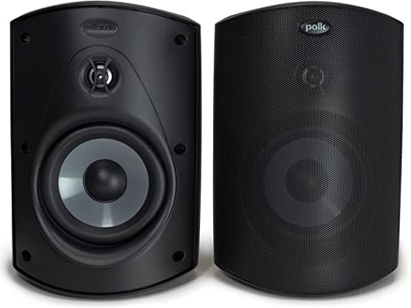 Polk Audio Atrium 6 Altavoces Para Exteriores Con Recinto Reflectante De Graves (Par Negro) - Durabilidad Para Todo Tipo De Clima | Amplia Cobertura De Sonido | Sistema De Montaje De Bloqueo De Velocidad ATRIUM6B