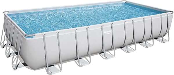 Bestway 24 'X 12' X 52 "Marco De Acero De Alimentación Sobre La Piscina Rectangular Del Suelo Con Bomba De Filtro De Arena De 1500 Gph Cubierta Esca 56477E