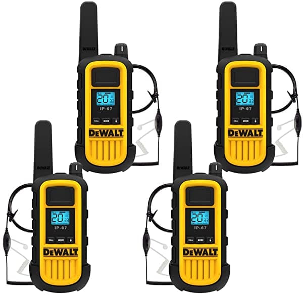 DeWalt DXFRS800 2 Vatios Heavy Duty Walkie Talkies - Impermeable Resistente a los Golpes a Largo Alcance y Handy Recargable con VOX 2DXFRS800-SV1