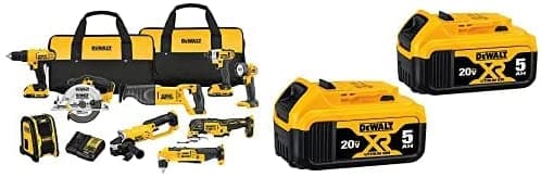 Kit De Combo De Taladro Inalámbrico Dewalt 20V (Dck940D2) Batería De 9 Herramientas Y 20V Máximo Xr 20V 5.0-Ah 2 Paquete (Dcb205-2)