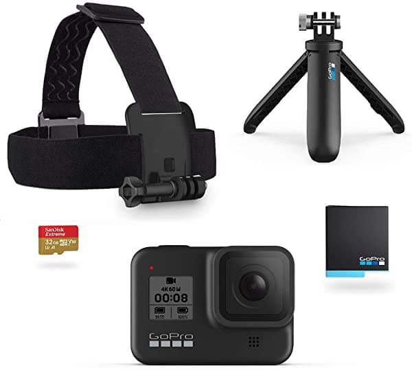 GoPro HERO8 Black - Kit con Cámara, Shorty, Cinta para Cabeza, Tarjeta SD 32GB y 2 Baterías Recargables (GoPro CHDRB-801)