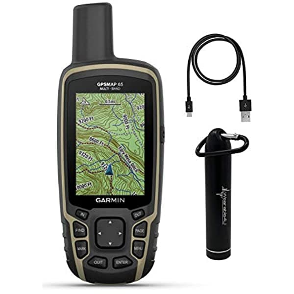 Garmin Gpsmap 65 Button-Operated De Mano Soporte Satelital Expandido Y Tecnología De Múltiples Bandas Wearable4U Ultimate Power Bank Bundle 010-02451-00