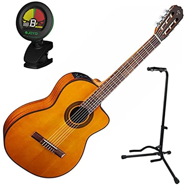 Takamine GC1CE-NAT Guitarra Clásica con Electrónica con Soporte y Afinador GC1CE-NAT BUNDLE