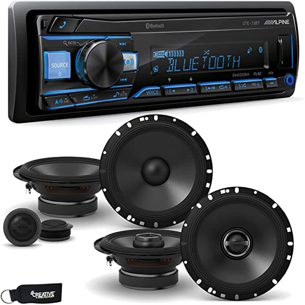 Alpine Ute-73Bt - Receptor Con Bluetooth Y Un Par De Altavoces Coaxiales Alpine S-S65C De 65" Y S-S65 De 65" UTE-73BT+S-S65C+S-S65