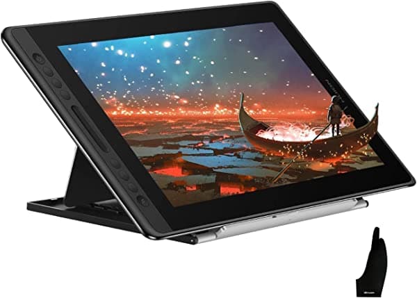 Huion Kamvas Pro 16 - Tableta De Dibujo Gráfico Con Pantalla Laminada Inclinación Completa Sin Batería Soporte Ajustable Para Windows Mac Y Chromebook Paquete De Pantalla De Bolígrafo De 15.6 Pulgadas Con Guante