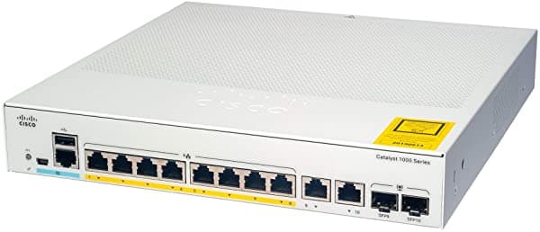 Conmutador De Red Del Catalizador 1000-8T-E-2G-L De Cisco 8 Puertos Gigabit Ethernet 2X 1G Sfp/Rj-45 Puertos Combinados Operación Sin Ventilador Ps Externo Limitada Mejorada (C1000-8T-E-2G-L)
