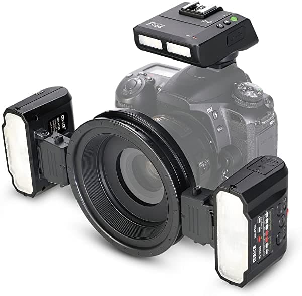 Meike Mk-Mt24 Macro Twin Lite - Flash Remoto Inalámbrico Con Transceptor Ttl Y Disparador Para Cámaras Réflex Digitales Nikon D1X D2 D80 D90 D610 D3100 D3200 D3300 D3400 D5000 D5100 D5300 D5500 D7000 D7100 D7200 AE517-CA