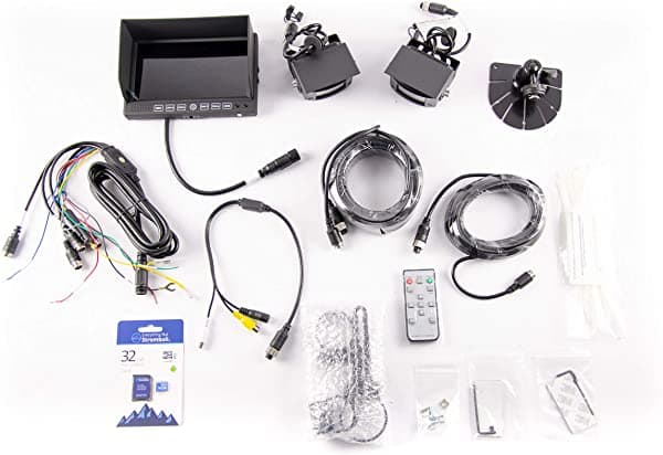 Brandmotion Summitview Utv Sistema De Cámara Dual Con Monitor Hd Dvr Sutv-2020 | 2 Cámaras Resistentes Para Vehículos Todoterreno Atv Soporte De Montaje De Jaula Enrollable Para Ventana O Tablero | Cámaras De Gran Angular Impermeables