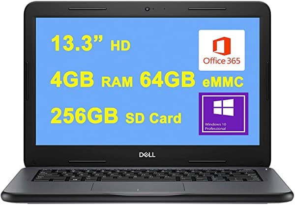Dell 2021 Insignia Latitude 3000 3310 Business 13 Portátil De 133" Pantalla Hd Intel Celeron 4205U 4Gb Ram 64Gb Emmc + 256Gb Tarjeta Sd Intel Uhd Graphics 610 Wifi5 Office365 Win10 Pro + Icarp Hdmi Cable Dell Latitude 3310
