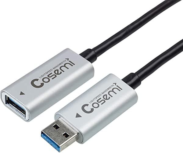 Cosemi Active Optical Usb 3.2 Cable A-A Mf Aoc | Ultra Delgado | Usb 3.2 Gen 2X1 Ancho De Banda Completo De 10 Gbps | Macho A Hembra Tipo A | 147.6 Ft 147.6Ft USB3.1-AA-MF-045
