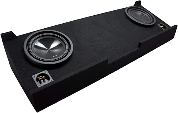 American Sound Connection Compatible con 2007 2008 2009 2010 2011 2012 2013 Chevy Silverado Crew Cab Truck Alpine SWT-10S4 Subwoofers de Audio para Auto Doble 10" Caja para Subwoofer a Medida