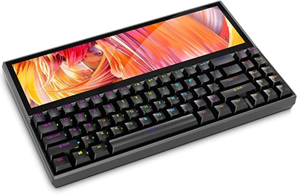 BQAA Ficihp Teclado Mecánico Usb Pantalla Táctil Integrada De 12.6 Pulgadas Compacto 71 Teclas Rgb Led Retroiluminado N-Key Multifuncional Teclado De Pantalla Dividida Para Mac Windows Android - Negro