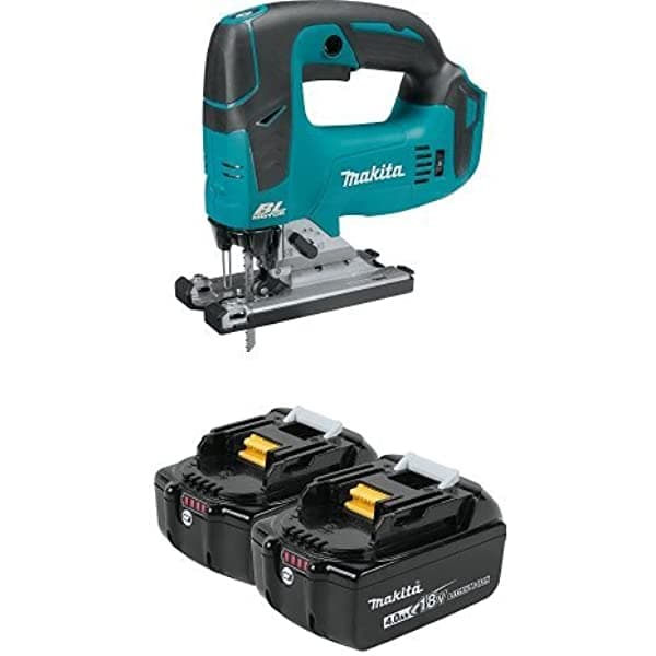 Makita Xvj02Z 18 Voltios Lxt Sin Escobillas Sierra De Plantilla Con Bl1840B-2 18V Lxt Iones De Litio 4.0Ah Batería Twin Pack