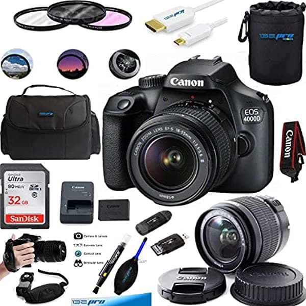 Deal-Expo Canon Eos 4000D / T100 - Cámara Digital Con Objetivo Ef-S 18-55Mm F/3.5-5.6 Iii Y Accesorios Esenciales CANON4000D-1855-ESS