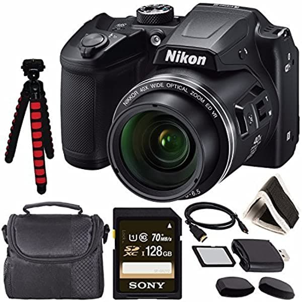 Nikon Coolpix B500 Cámara Digital (Negro) 26506 + Sony 128Gb UHS-I SDXC Tarjeta de Memoria (Clase 10) + Trípode Flexible de 12" + Pequeña Funda Blanda + Cable HDMI + Lector de Tarjetas + Billetera para Tarjeta de Memoria 4332019639