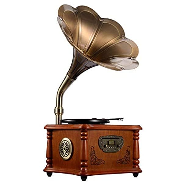 None/Brand Tocadiscos De Madera Reproductor De Discos De Vinilo Fonógrafo Gramófono Estéreo Altavoces Sistema 33/45 Rpm Fm Aux Usb Ouput Bluetooth 4.2 (Gramófono) None/Brand-1972