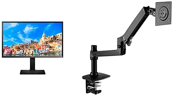 Samsung Sd850 32" Wqhd (2560 X 1440) 169 Relación De Aspecto Led-Litmonitor (Ls32D85Ktsr/Za) Con Soporte De Monitor Individual De Amazonbasics Premium - Soporte Para Brazo De Motor Aluminio Paquete Negro
