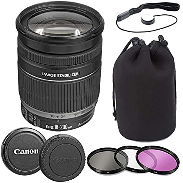 Canon Ef-S 0.709-7.874 In F/3.5-5.6 Es Lente Con Bolsa Para Lentes Commander Optics 3 Piezas Filtro Kit Tapa Keeper MG_CAN-18-200MM-3_5-5_6IS-KIT