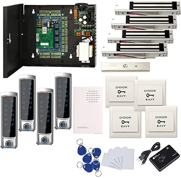 MENGQI-CONTROL Wiegand - Sistema De Control De Seguridad De 4 Puertas Con Teclado De Metal Resistente Al Agua + Kit De Cerradura Eléctrica De 600 Libras 4 door em metal
