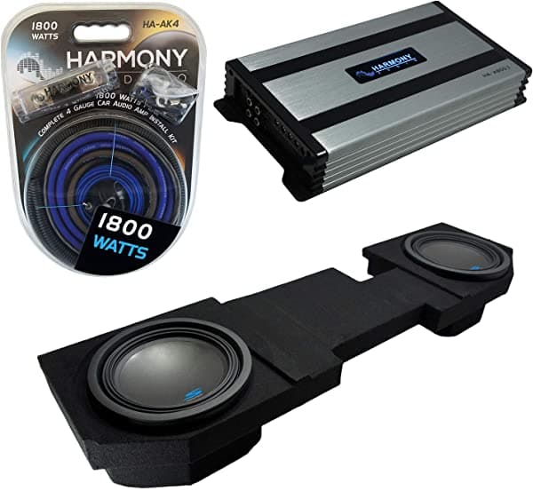 Compatible con 2002-2018 Dodge Ram Quad o Crew Truck Alpine Bundle Tipo S S-W12D2 Dual 12" Caja para Subwoofer con Harmony HA-A800.1 Amplificador y Kit de Cables 4Ga ALPINE-PACK454A-AMP-H