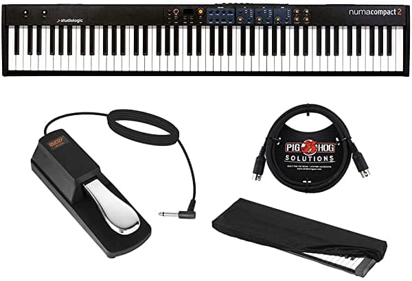 Studiologic Estudiológico Numa Compact 2 88 Notas Semi-Ponderadas Teclado Fp-P1L Sostenga Pedal Teclado Cubierta De Polvo Grande Y 6 Pies Midi Cable Bundle