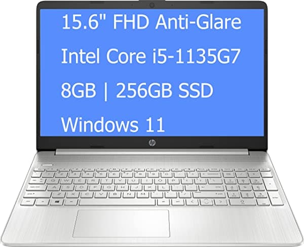 HP 15 Notebook Pantalla Antirreflejos FHD de 15.6 Pulgadas Intel Quad-Core i5-1135G7 (Supera al i7-1060G7) 8GB DDR4 256GB PCIe SSD Intel Iris Xe Graphics Cámara Web Bluetooth Windows 11 Home Abys Mouse Pad