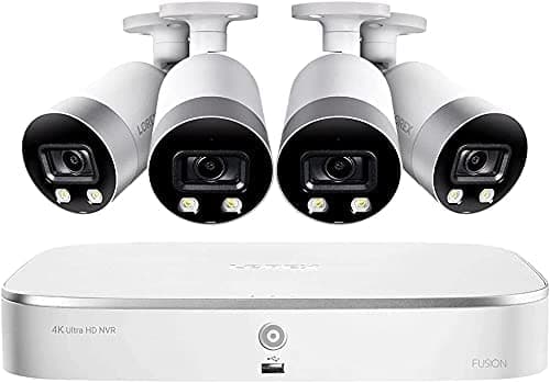 Lorex Sistema Nvr De 8 Canales 4K Ultra Hd Fusion Series Con 4 Cámaras Ip De Disuasión Inteligente 4K (8Mp) Visión Nocturna De 150 Pies Y Disco Duro De 2 Tb N841A82-8AB4-E