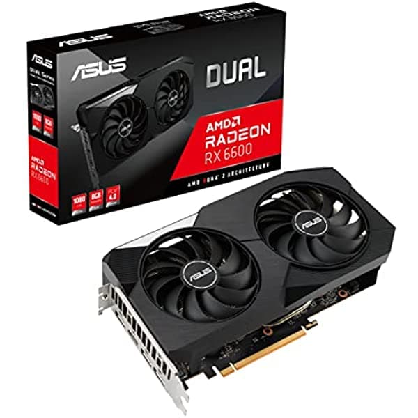 ASUS Dual AMD Radeon RX 6600 8GB GDDR6 Placa de Video Gaming AMD RDNA 2 PCIe 4.0 HDMI 2.1 Diseño de Ventilador DUAL-RX6600-8G