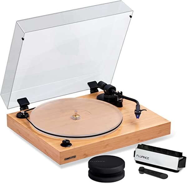 Fluance Rt85 - Reproductor De Discos De Vinilo De Alta Fidelidad Con Cartucho Ortofon De 6.6 Ft Bandeja Acrílica Peso De Registro Lápiz 3 En 1 Y Kit De Accesorios De Limpieza De Discos RT85BVB52RW03
