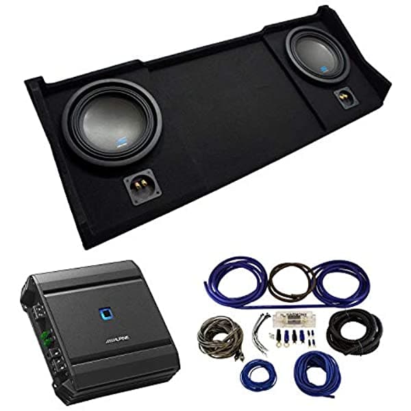 American Sound Connection Compatible con 1998 1999 2000 2001 Dodge Ram Ext Club Quad Alpine S-W10D2 Tipo S de Audio para Auto Subwoofers Dual 10" Caja para Subwoofer Personalizada Package ALPINE-PACK60A-AMP
