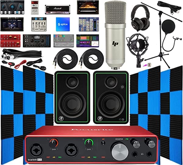 Focusrite Scarlett 8I6 8X6 Interfaz Usb De Audio/Midi Con Kit De Software Creativo Y Con Monitores De Estudio Mackie Cr3-X Paquete De 24 Cuñas De Espuma Acústica Insonorizada Paneles De Aislamiento Acústico