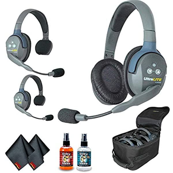 Eartec Ul321 Ultralite - Sistema De Auriculares Para 3 Personas (Eeuu) Con Kit De Limpieza De Auriculares Y Micrófono 6Ave