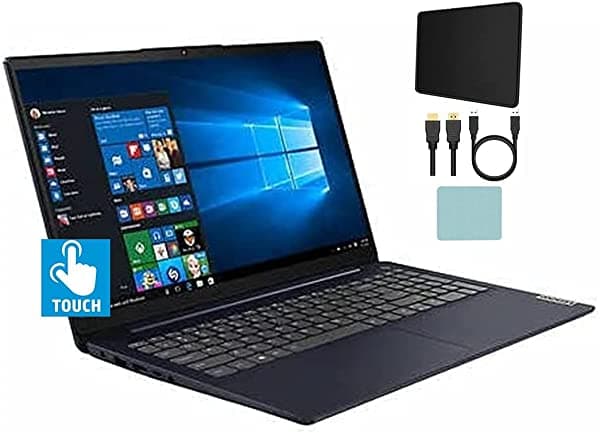 Lenovo Ideapad 3 15.6" Fhd Ips Pantalla Táctil Pc | 6 Núcleos Amd Ryzen 5 5500U | 12Gb Ddr4 | 512Gb Ssd | Teclado Retroiluminado | Cámara Web Con Obturador De Privacidad | W10H | Abyss Blue | Accesorios Mazepoly
