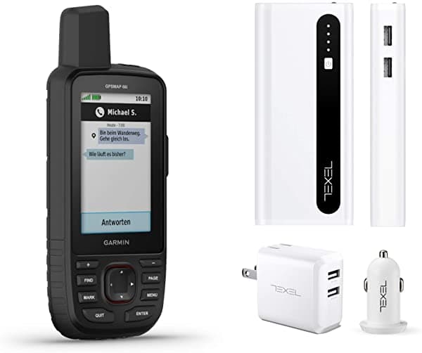 Diginex Garmin Gpsmap 66I Gps Portátil Y Comunicador Por Satélite (010-02088-01) Con Batería Portátil Texel 10.000Mah Paquete De Cargador De Pared Y Coche