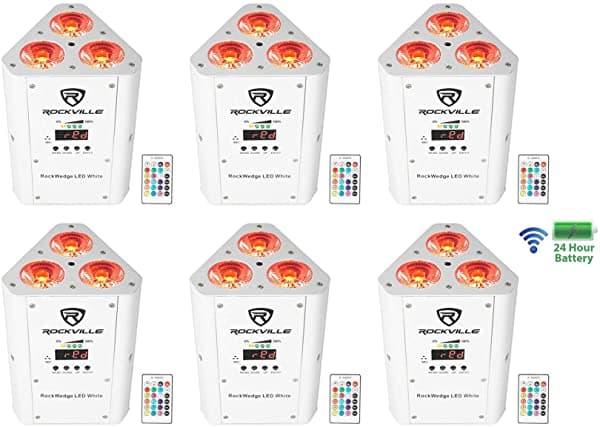 Rockville Rockwedge Led Rgbwa+Uv Recargable Inalámbrico Dmx Blanco Par Up-Lights (6) RockWedge LED WHITE