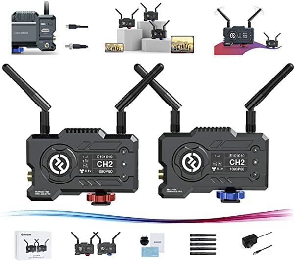 Hollyland Mars 400S Pro Inalámbrico 400Ft 1080P HDMI & SDI Sistema de Transmisión de Video y Audio 5G 80Ms Latencia App Soporte Android & iOS Transmisor/Receptor de Transmisión en Vivo (2 Baterías y Cargador Portátil)