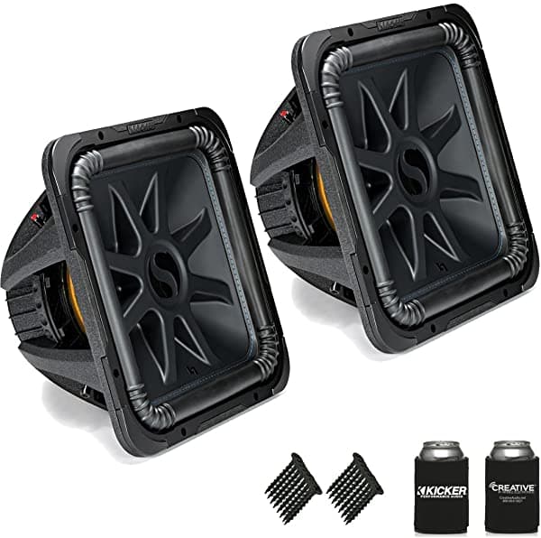 Kicker 44L7S154 Solobaric L7 Conjunto de Subwoofer de 15 Pulgadas Bobina de Voz Dual 4-Ohm para Cablear a Amplificador Monoblock 1-Ohm