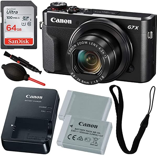 SSE Canon Powershot G7 X Mark Ii Cámara Digital Con Promoción Gratuita - Incluye Sandisk 64Gb Tarjeta De Memoria Sd Batería De Iones De Litio De Repuesto Suministrada Por El Vendedor Y Más 1066C001