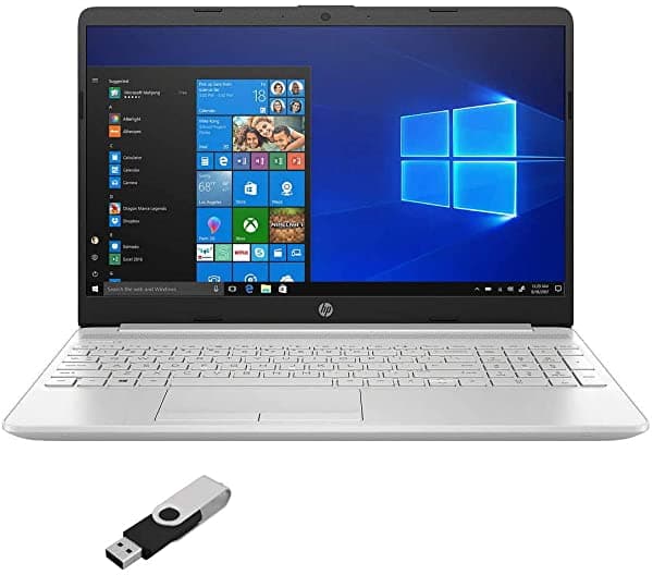 Notebook de Alto Rendimiento HP 2021 15.6" HD Touch 11th Intel i5-1135G7 con Iris Xe 12GB DDR4 128GB SSD + 1TB HDD Webcam WiFi Bluetooth RJ-45 LAN Teclado Retroiluminado Win 10 Home con Ratzk 32GB Unidad USB 15-DW3015CL