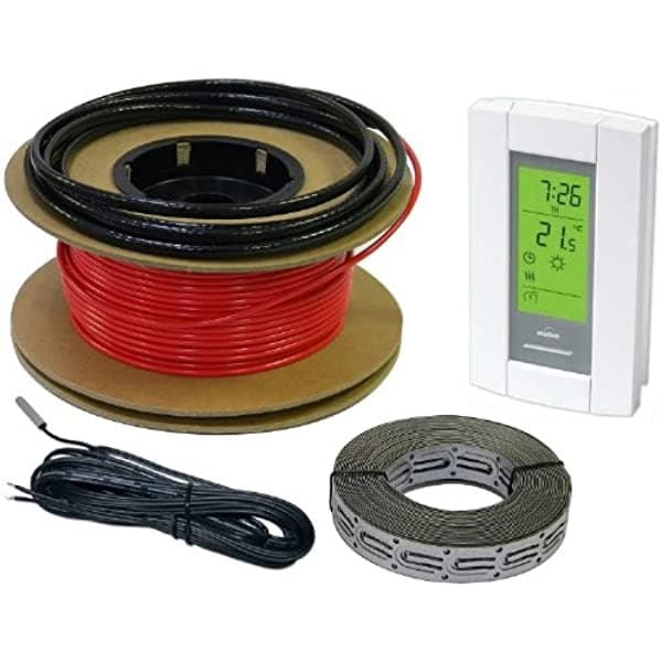 200Sqft 240 V Heattech Eléctrico Radiante In-Floor Sistema De Calefacción Cable 800 Ft Largo Calefacción Por Piso Radiante Cable Covers 135 - 265 Sqft + Aube Digital Piso Termostato Sensing Th115-Af-240S Con Guías De Sensor + Free Cable De Piso HTCBLKIT-240-800