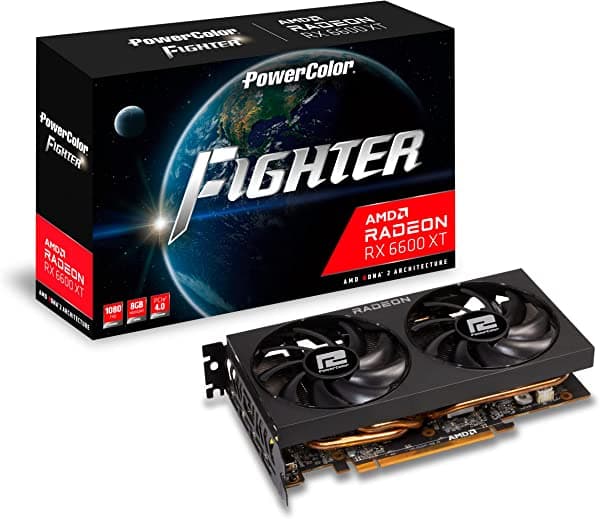Powercolor Fighter Amd Radeon Rx 6600 Xt - Tarjeta Gráfica Para Juegos Con Memoria Gddr6 De 8 Gb Alimentado Por Amd Rdna 2 Hdmi 2.1 AXRX 6600XT 8GBD6-3DH