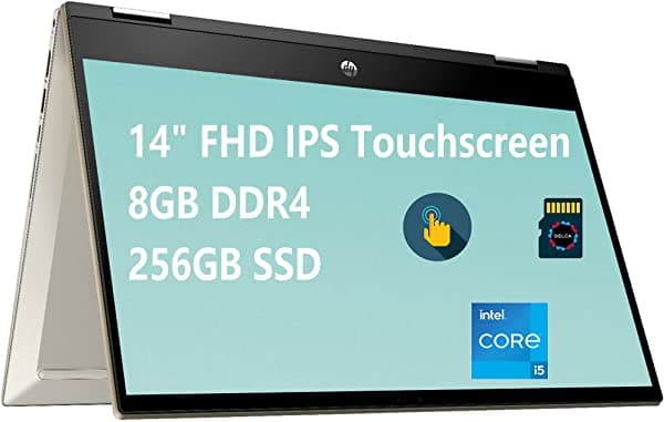 Hp Pavilion X360 2021 Premium 14 2-En-1 Pantalla Táctil Ips Fhd | 11ª Generación Intel 4-Core I5-1135G7 (> I7-1065G7) | 8Gb Ddr4 256Gb Ssd | Retroiluminado Fp Usb-C Win10 Gold + Delca 32Gb Tarjeta Micro Sd