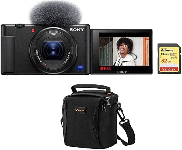 Sony ZV-1 Cámara Compacta 4K HD - Paquete con Bolso de Hombro Gratis Tarjeta de Memoria SDHC U3 de 32 GB Vlog ZV-1